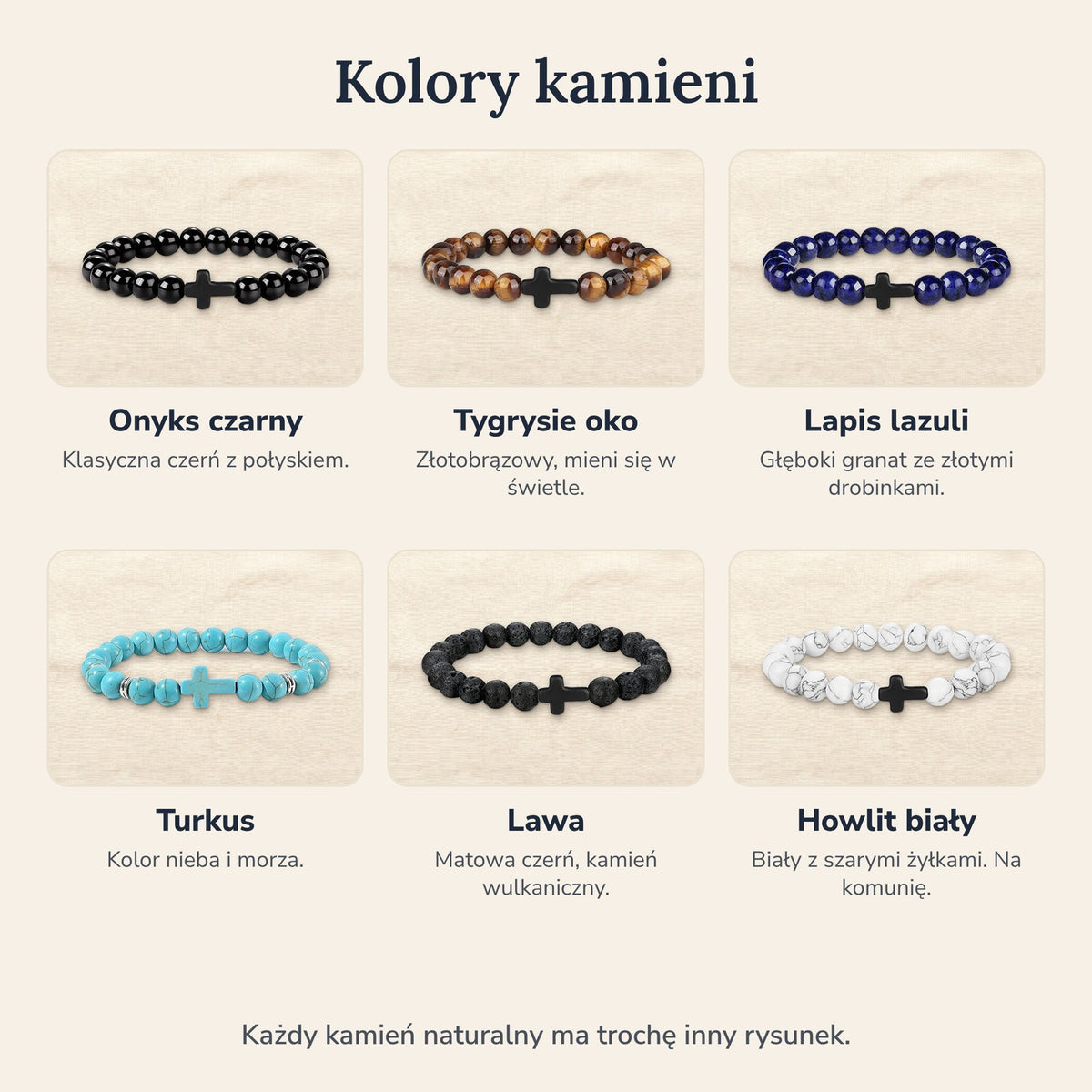 Kolory kamieni naturalnych do wyboru